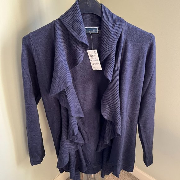 Karen Scott Sweaters - Karen Scott Luxsoft Ruffled Cardigan, PM, NWT!